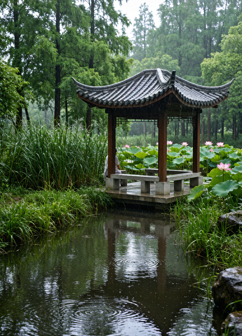 亭中观雨